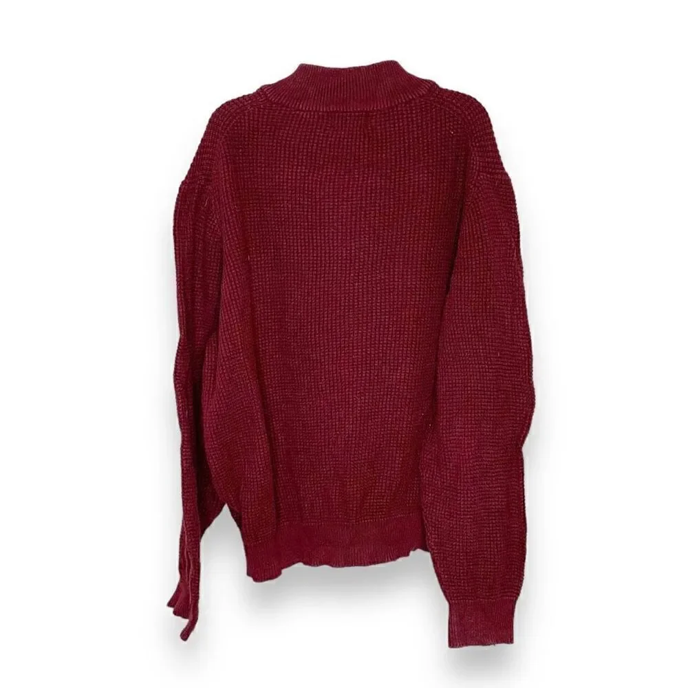 L.L. Bean Menswear Wicked Soft Cotton/Cashmere Waffle Knit 1/2 Zip Sweater Siz L